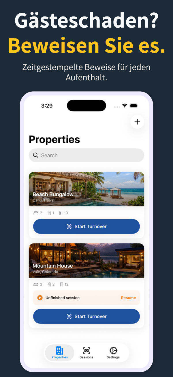 Rental Inspection Report app showing a property condition session