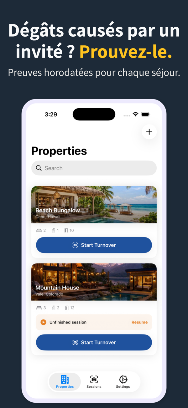 Rental Inspection Report app showing a property condition session