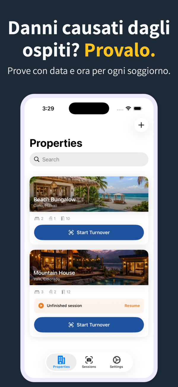 Rental Inspection Report app showing a property condition session