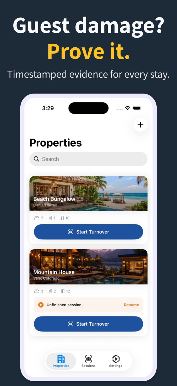 Rental Inspection Report app showing a property condition session